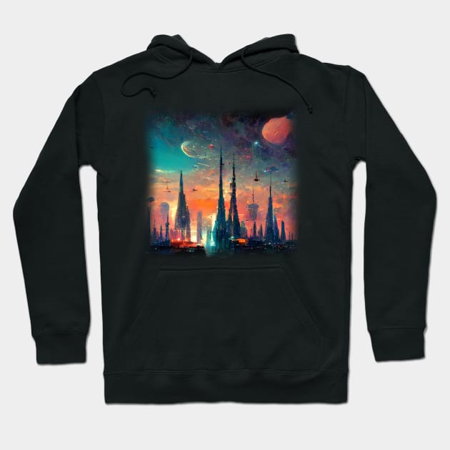 Space City Artwork Hoodie by maxdax